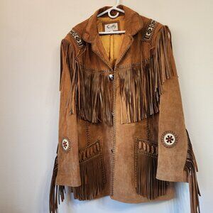Scully Leather Boar Suede Fringe Mountain Jacket Bourbon Men 50 Cowboy Western